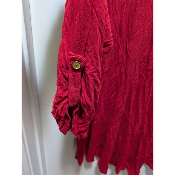 Dear Santa Bring Wine Red Gold Sequin Longsleeve Top Shirt Plus Size 3X Holiday - Picture 5 of 9